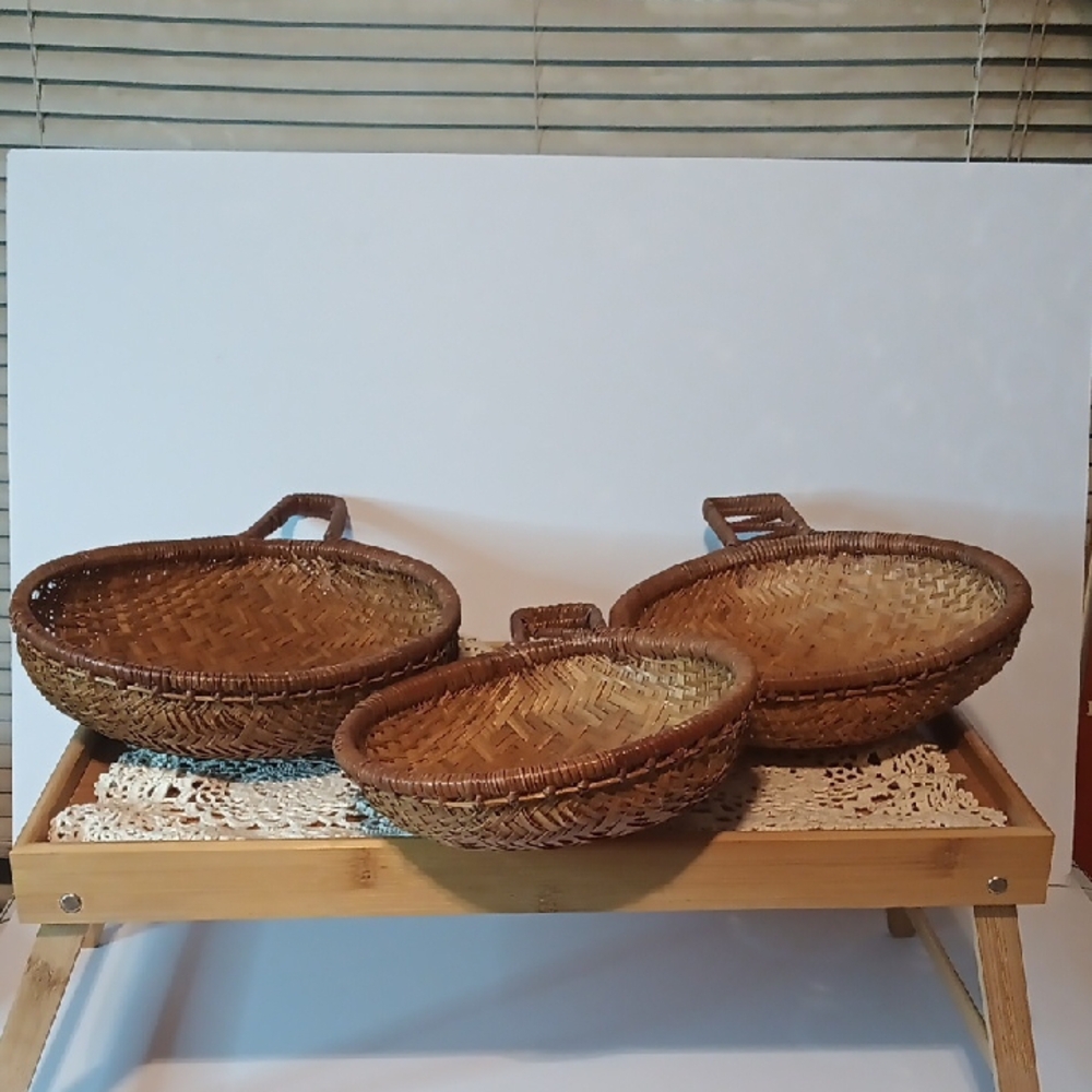 Hand Crafted Brown Accent Baskets Set